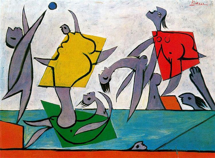 Pablo Picasso Classical Oil Painting Beach Game And Rescue